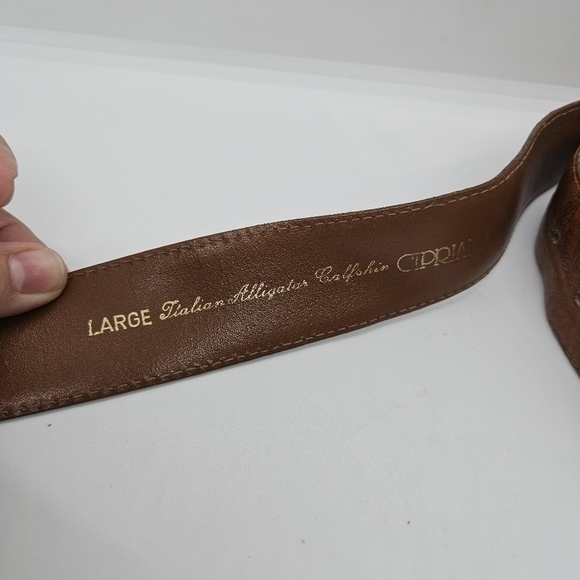 vintage Cipriani Italian alligator calfskin brown leather belt large - Picture 2 of 4